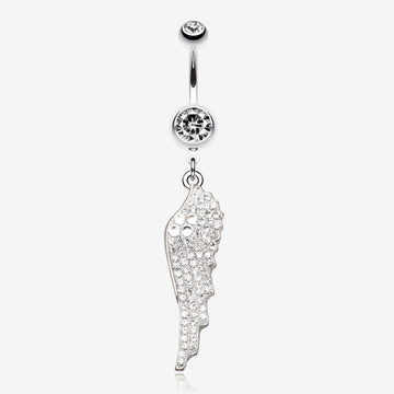 Jeweled Angel Wing Sparkle Belly Ring-Clear Gem